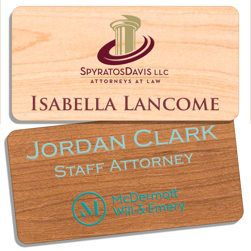 1.5 x 3 in. Printed Wood Name Badges