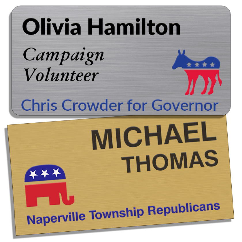 1.5 x 3 in. Metallic Style Printed Name Badges