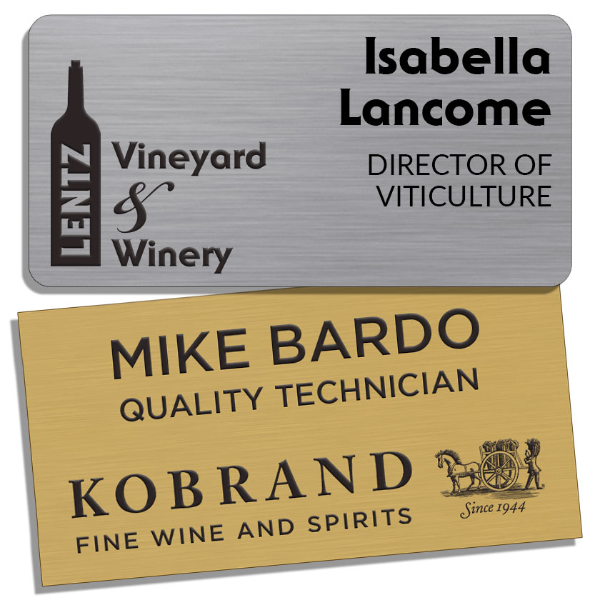 1.5 x 3 in. Metallic Style Engraved Name Badges