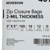 Reclosable Bag McKesson 3 X 5 Inch Polyethylene Clear Zipper Closure 1/PK