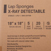 Surgical Laparotomy Sponge McKesson X-Ray Detectable Cotton 18 X 18 Inch 5 Count Hard Pack Sterile 5/PK