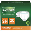 Unisex Adult Incontinence Brief Depend Small / Medium Disposable Heavy Absorbency 20/PK