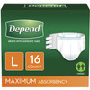 Unisex Adult Incontinence Brief Depend Large Disposable Heavy Absorbency 16/PK