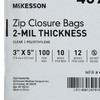 Reclosable Bag McKesson 3 X 5 Inch Polyethylene Clear Zipper Closure 10/BX