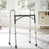 1128907_EA Folding Walker Adjustable Height McKesson Aluminum Frame 350 lbs. Weight Capacity 32 to 39 Inch Height 1/EA