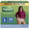 Female Adult Absorbent Underwear Depend FIT-FLEX Pull On with Tear Away Seams Large Disposable Heavy Absorbency 56/CS