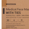 Surgical Mask McKesson Anti-fog Pleated Tie Closure One Size Fits Most Green NonSterile ASTM Level 1 Adult 300/CS