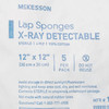 Surgical Laparotomy Sponge McKesson X-Ray Detectable Cotton 12 X 12 Inch 5 Count Soft Pack Sterile 40/CS