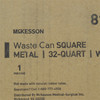 Trash Can with Plastic Liner McKesson 32 Quart Square White Steel Step On 1/EA