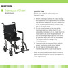 Lightweight Transport Chair McKesson Aluminum Frame with Black Finish 300 lbs. Weight Capacity Fixed Height / Padded Arm Black Upholstery 1/EA