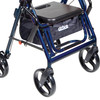 4 Wheel Rollator / Transport Chair drive Duet Blue Adjustable Height / Transport / Folding Aluminum Frame 1/CS