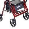 4 Wheel Rollator / Transport Chair drive Duet Burgundy Adjustable Height / Transport / Folding Aluminum Frame 1/EA