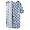 Patient Exam Gown Silverts Medium Diagonal Blue Plaid Reusable 1/EA