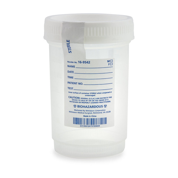 McKesson Specimen Container for Pneumatic Tube Systems, 120 mL