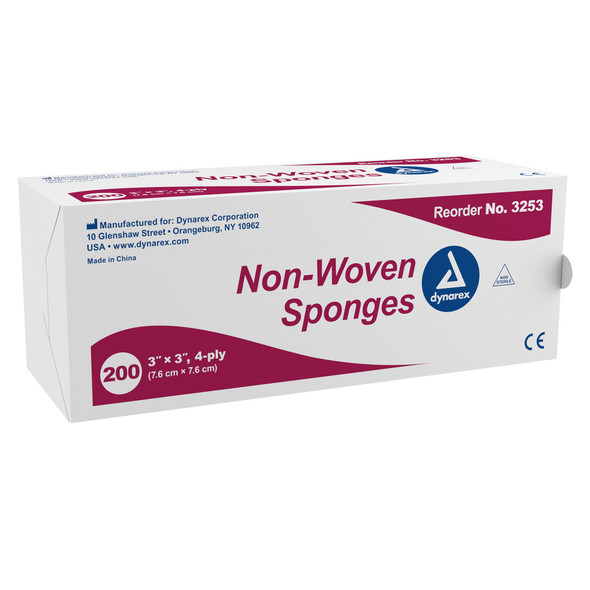 dynarex NonSterile Nonwoven Sponge, 3 x 3 Inch