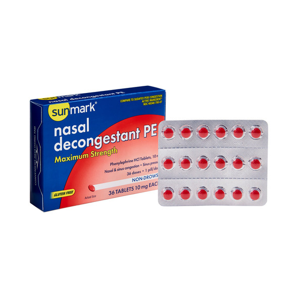 sunmark Nasal Decongestant PE Tablets Maximum Strength