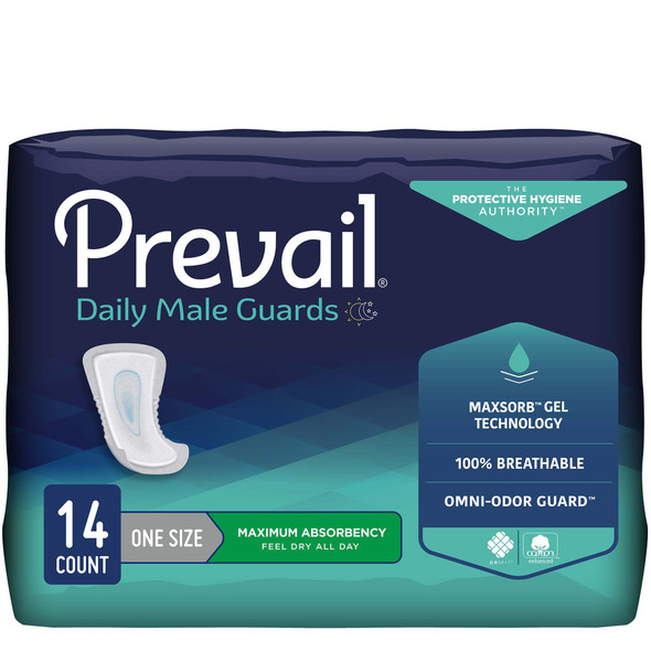 Prevail Daily Male Guards Maximum Bladder Control Pad, 12½-Inch Length