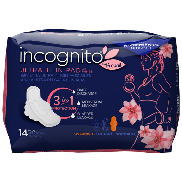 Incognito by Prevail Ultra Thin Pad with Wings, Overnight