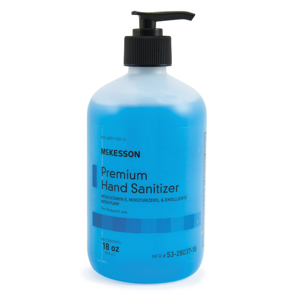 McKesson Premium Hand Sanitizer, 70% Ethyl Alcohol Gel, 18 oz, Pump Bottle, Summer Rain Scent
