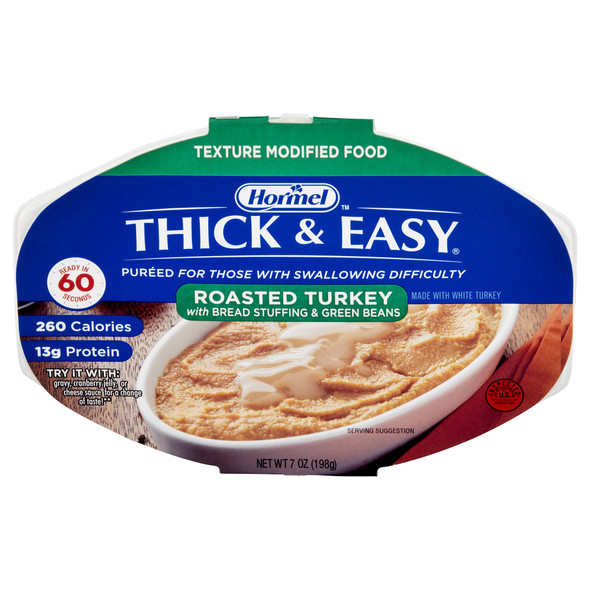 Thick & Easy Purées Turkey with Stuffing and Green Beans Purée Thickened Food, 7-ounce Tray