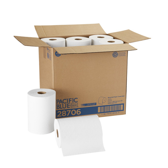 Pacific Blue Basic White Paper Towel, 7-7/8 Inch x 350 Foot, 12 Rolls per Case