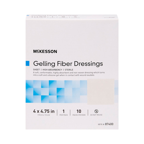 McKesson Absorbent Gelling Fiber Dressing, 4 x 4-3/4 Inch
