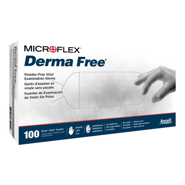 Derma Free Vinyl Exam Glove, Medium, Clear