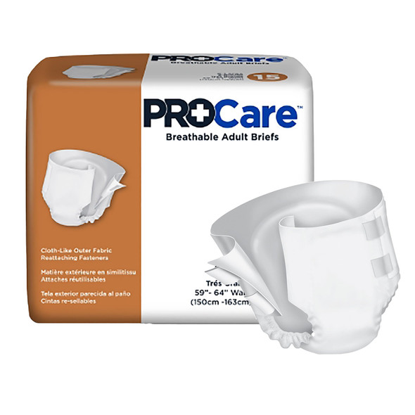 ProCare Unisex Adult Incontinence Brief, Heavy Absorbency, Beige, X-Large