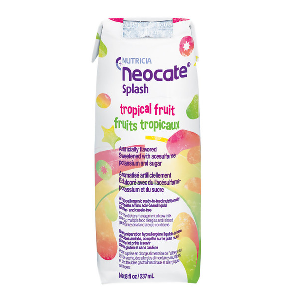 Neocate Splash Tropical Fruit Flavor Pediatric Oral Supplement / Tube Feeding Formula, 8 oz. Carton