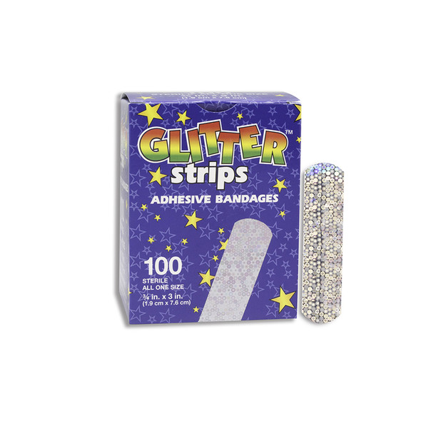 Glitter Stat Strip Kid Design (Glitter Stars and Stripes) Adhesive Strip, 3/4 x 3 Inch