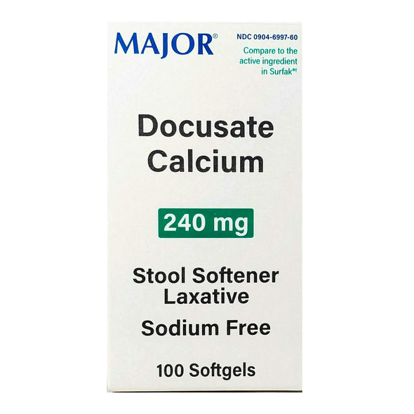 Stool Softener Capsule 100 per Bottle 240 mg Strength Docusate Calcium