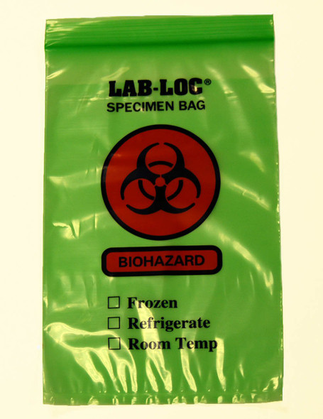 LAB-LOC Specimen Transport Bag with Document Pouch, 6 x 9 Inch