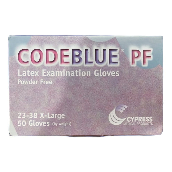CodeBlue PF Latex Extended Cuff Length Exam Glove, Extra Large, Blue