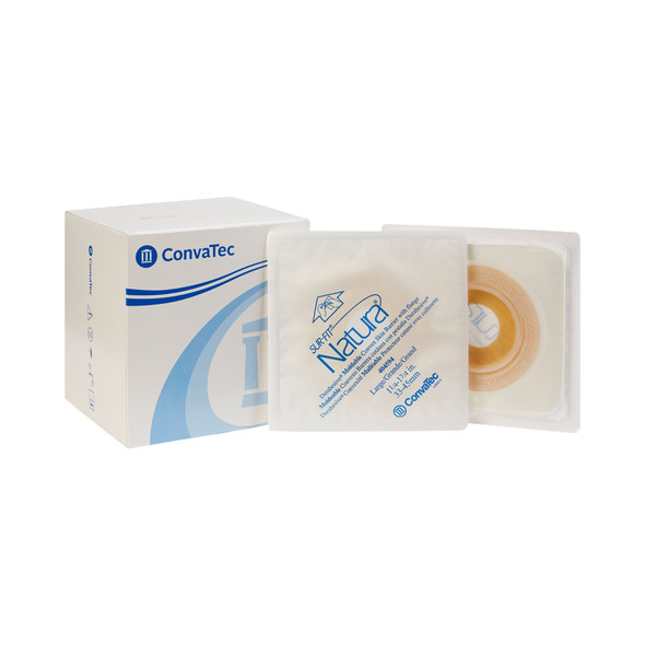 Sur-Fit Natura Durahesive White Ostomy Barrier, 4½ x 4½ Inch, 2¼-Inch Flange, 1¼  1¾ Inch Stoma Opening