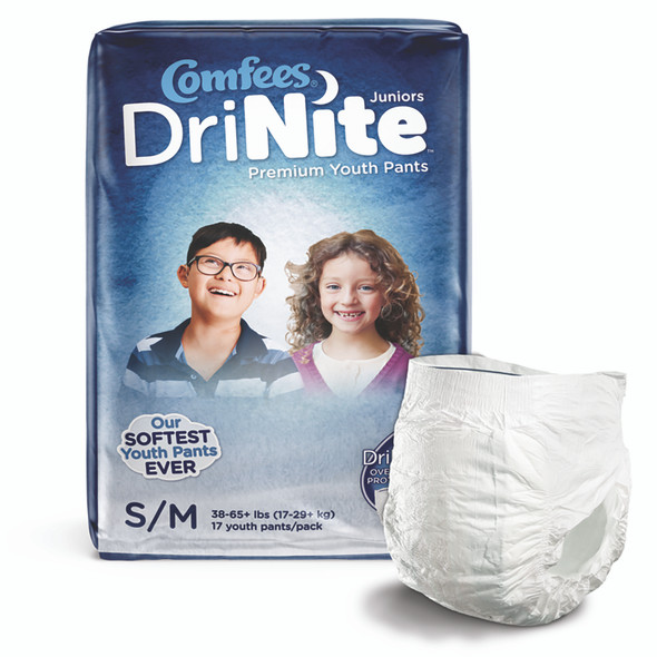 Comfees DriNite Juniors Absorbent Underwear, Small / Medium
