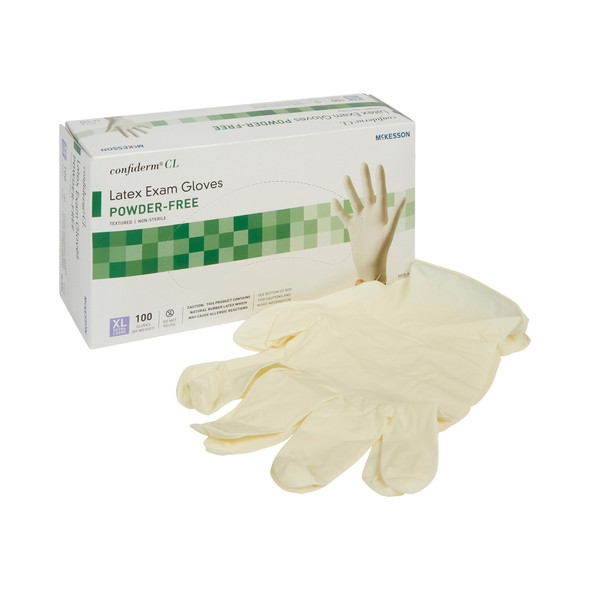 McKesson Confiderm Latex Exam Glove, Extra Large, Ivory