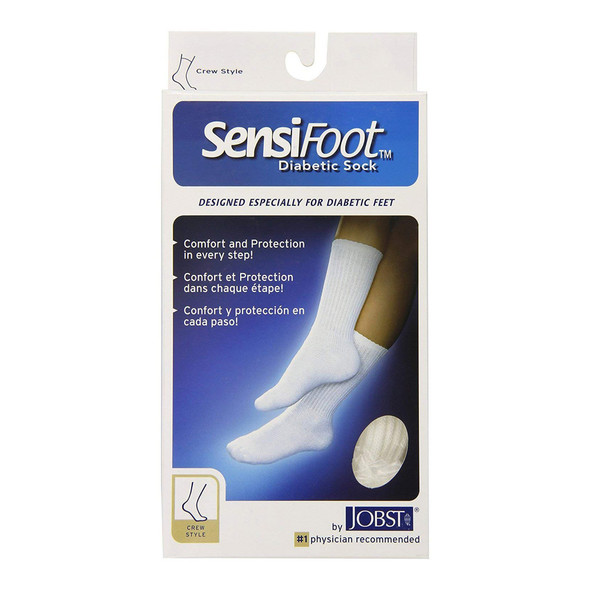JOBST SensiFoot Contoured Diabetic Sock, Large, Crew, Closed Toe