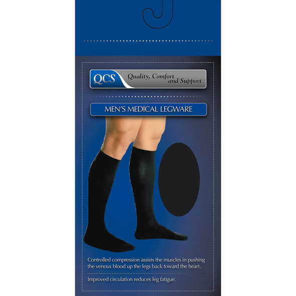 QCS Firm Compression Knee-High Socks, Large, Black