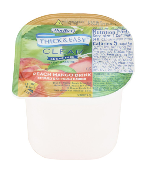 Thick & Easy Clear Honey Consistency Sugar-Free Peach Mango Thickened Beverage, 4-ounce Cup