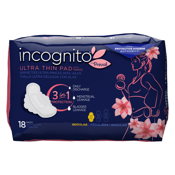 Incognito by Prevail Ultra Thin Pad with Wings, Regular