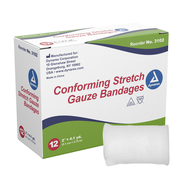 Dynarex NonSterile Conforming Bandage, 2 Inch x 4-1/10 Yard