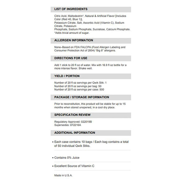 Oral_Electrolyte_Solution_SQWINCHER_ZERO__QWIK_STIK_FRT_PNCH_.11OZ_(50/PK_10PK/CS)_Electrolytes_159060102