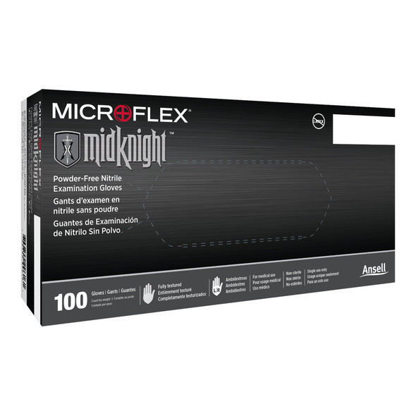 Microflex MidKnight Exam Glove, Large, Black