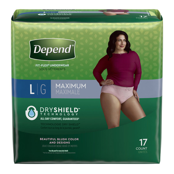 Depend FIT-FLEX Womens Absorbent Underwear, Large, Tan