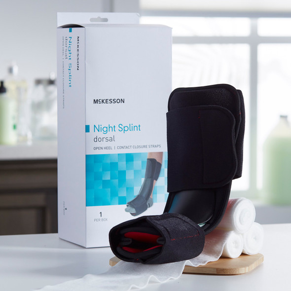 Dorsal Night Splint McKesson Small / Medium Hook and Loop Closure Male 4 to 8-1/2 / Female 5 to 9-1/2 Foot 1/EA
