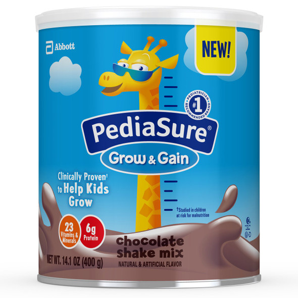 PediaSure Grow & Gain Shake Mix Chocolate Pediatric Oral Supplement, 14.1 oz. Can