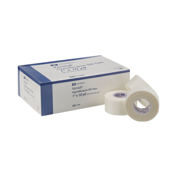 Kendall Hypoallergenic Silk-Like Cloth Medical Tape, 1 Inch x 10 Yard, White