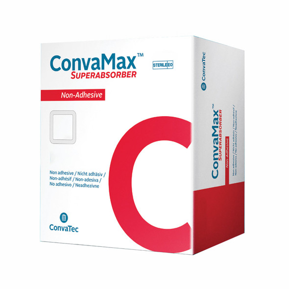 ConvaMax Superabsorber Silicone Adhesive with Border Silicone Foam Dressing, 4 x 4 Inch