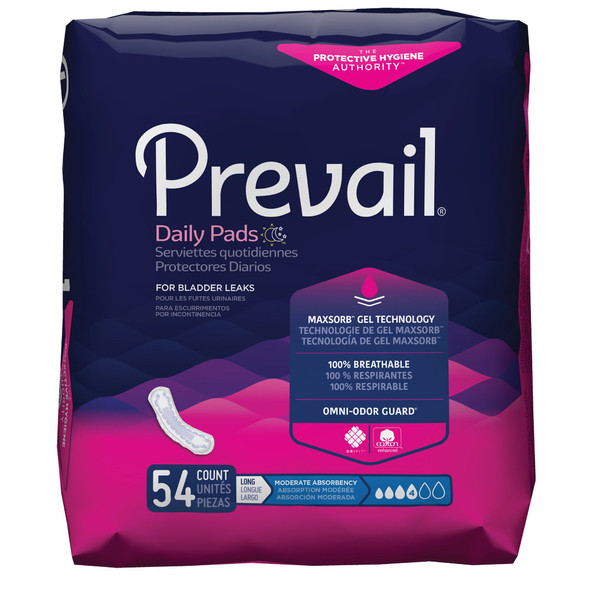 Prevail Daily Pads Moderate Absorbency Bladder Control Pad, 11-Inch Length