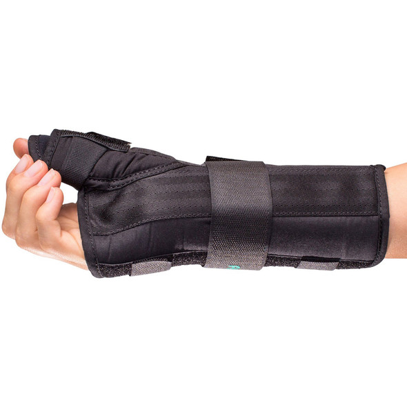 Wrist Brace with Thumb Spica Premier Aluminium / Foam / Nylon / Plastic / Polyester Right Hand Black Large